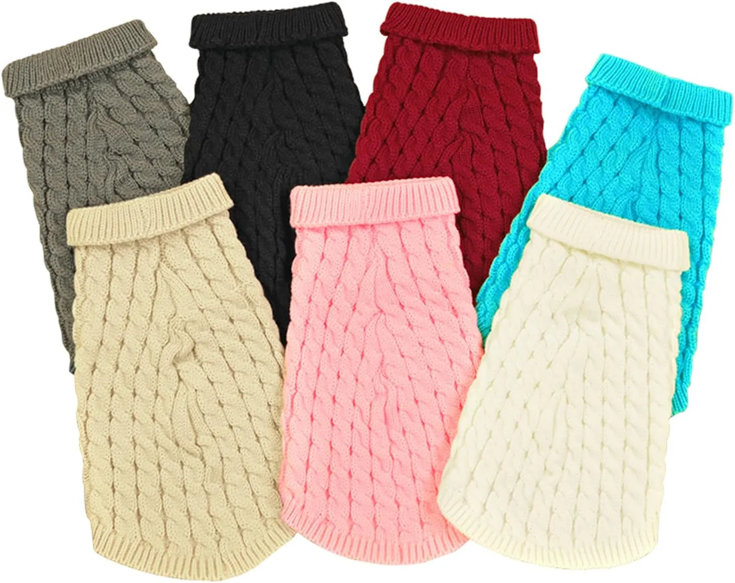 Small Dog Pullover Sweater, Cold Weather Cable Knitwear, Classic Turtleneck Thick Warm Clothes for Chihuahua, Bulldog, Dachshund, Pug, Yorkie (Red, X-Small)