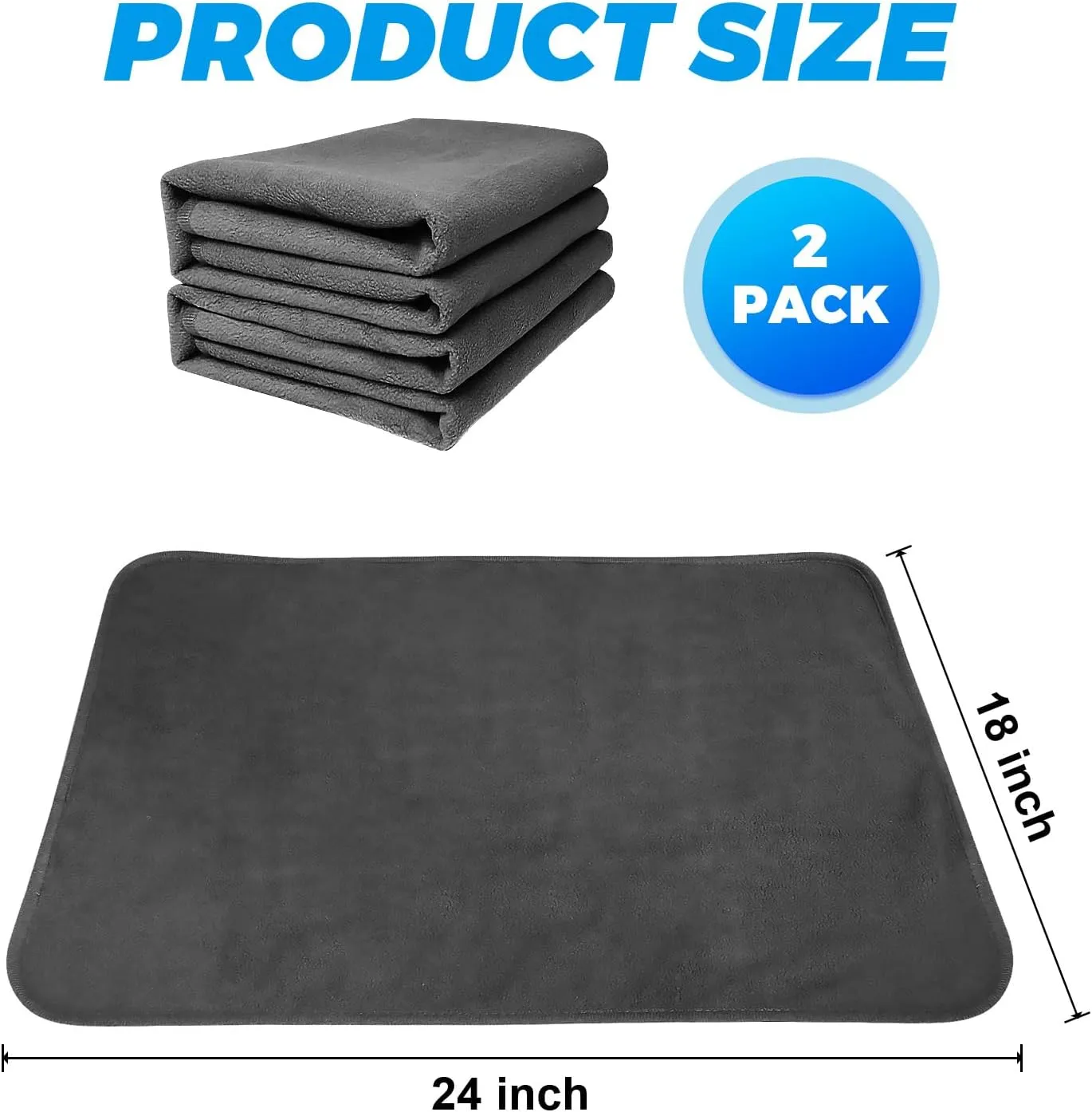Storystore Reusable Pee Pads for Dogs, Washable, Anti-Slip and Fast Absorbent Dog Mat 2 Pack - Whelping Pad for Training, Puppy Playpen for Incontinence, Housebreak, Crate(18"*24")
