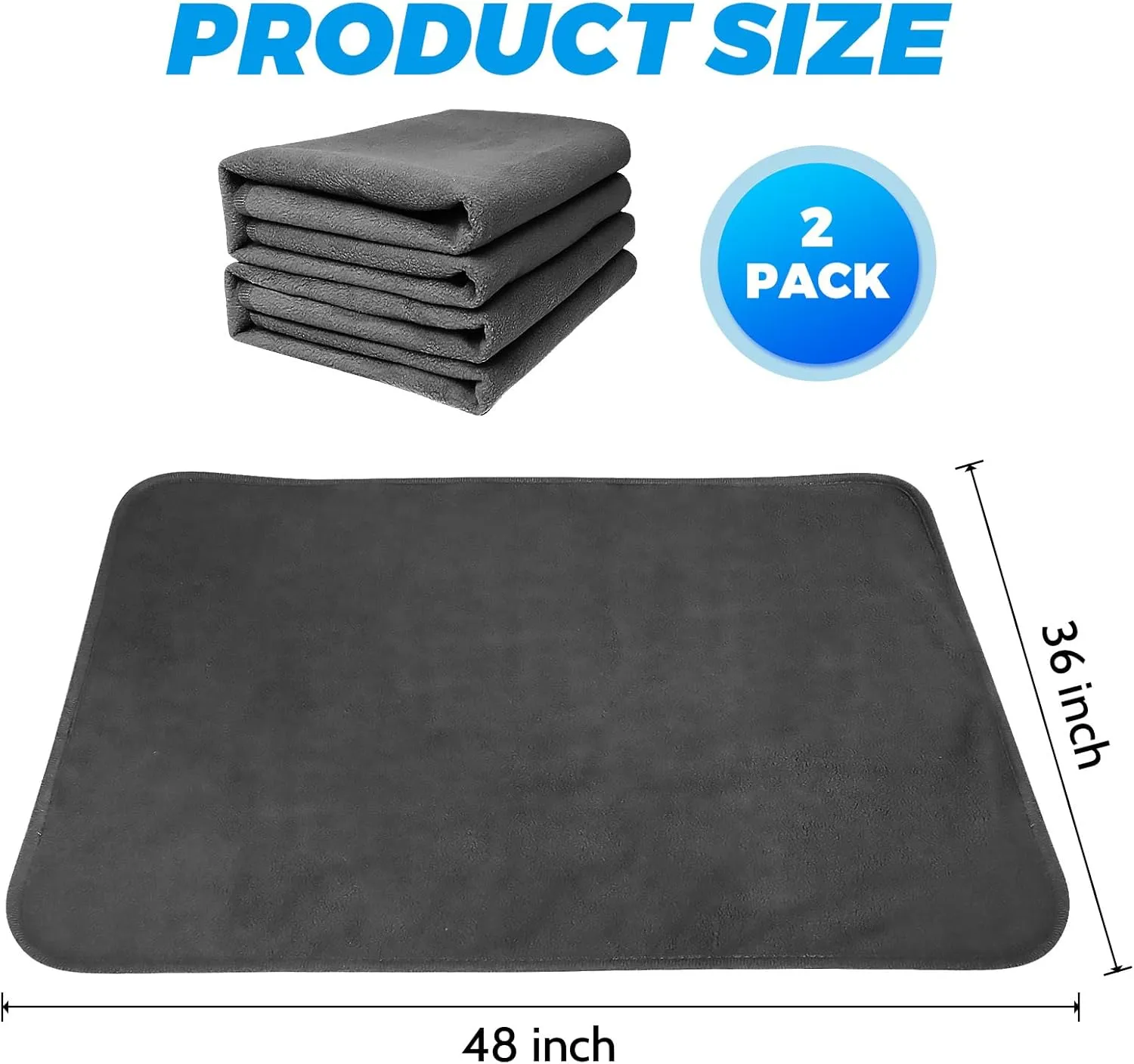 Storystore Reusable Pee Pads for Dogs, Washable, Anti-Slip and Fast Absorbent Dog Mat 2 Pack - Whelping Pad for Training, Puppy Playpen for Incontinence, Housebreak, Crate(36"*48")