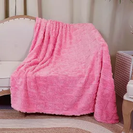 Throw Blankets with 3D Bunny Checkered,Super Soft Cozy Fleece Blankets for Lover Girls Boys Friends Gifts Pets, Lightweight Fuzzy Blanket for Couch Sofa Bed All Season (Pink, 60 * 80)