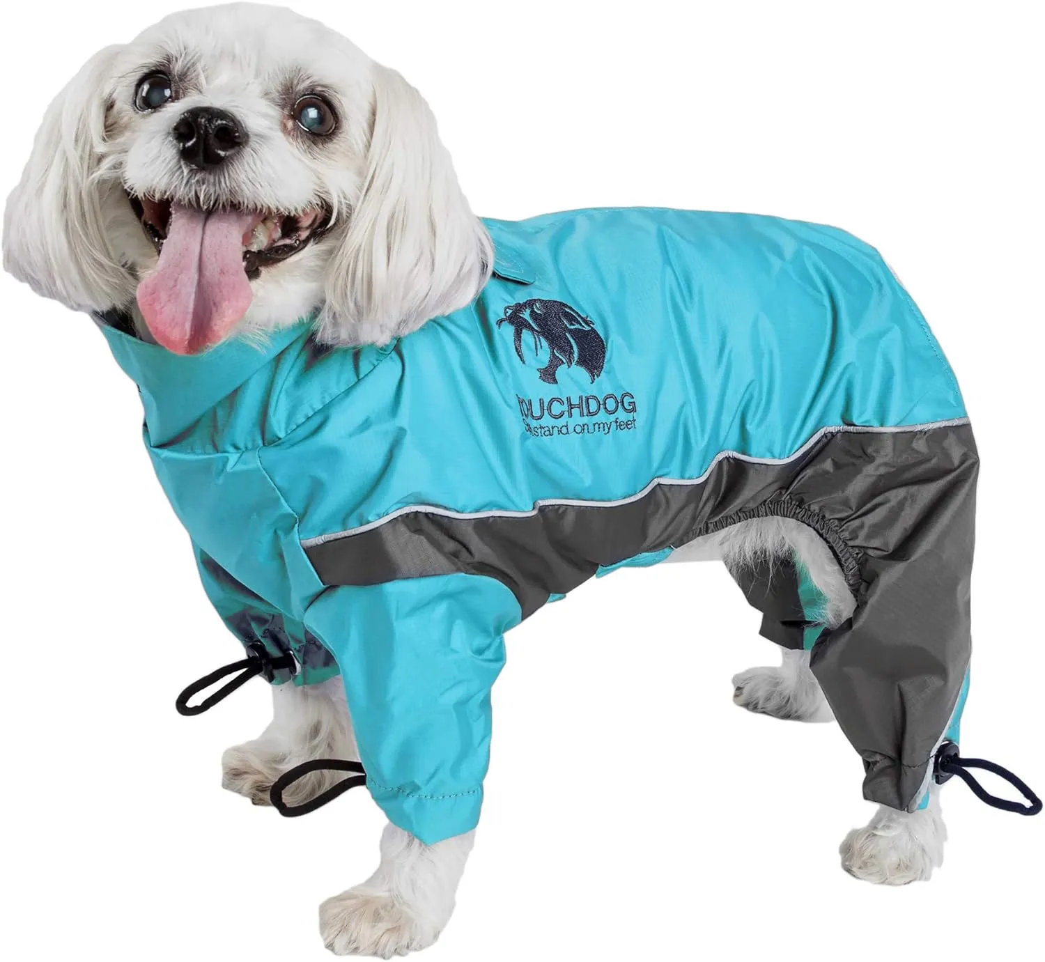 TOUCHDOG 'Quantum-Ice' Full Body Bodied Adjustable and 3M Reflective Pet Dog Coat Jacket w/ Blackshark Technology, Small, Ocean Blue, Grey