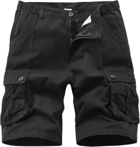 Vcansion Men's Cargo Shorts Casual Cotton Multi-Pockets Elastic Waist Camo Shorts