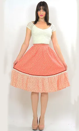 Vintage 70s Boho hippie floral rockabilly swing circle skirt