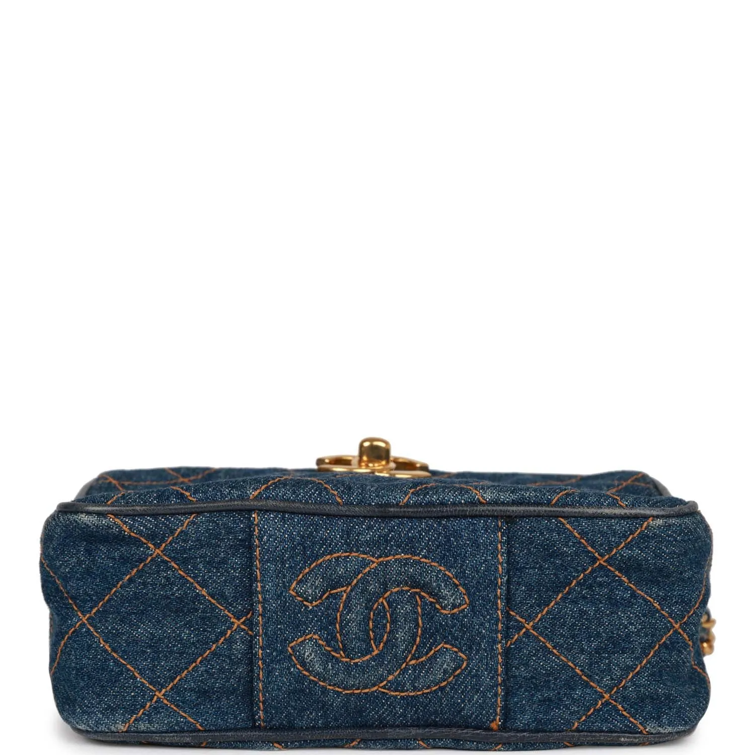 Vintagetrendy Inspired  Chanel Mini Camera Bag Blue Denim Gold Hardware
