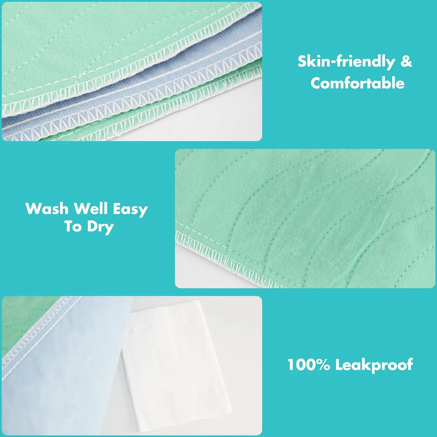 Washable Underpads, 40" x 55", 3 Pack - Heavy Absorbency Reusable Bedwetting Incontinence Pads for Kids, Adults, Elderly, and Pets - Waterproof Protective Pad for Bed, Couch, Sofa, Floor