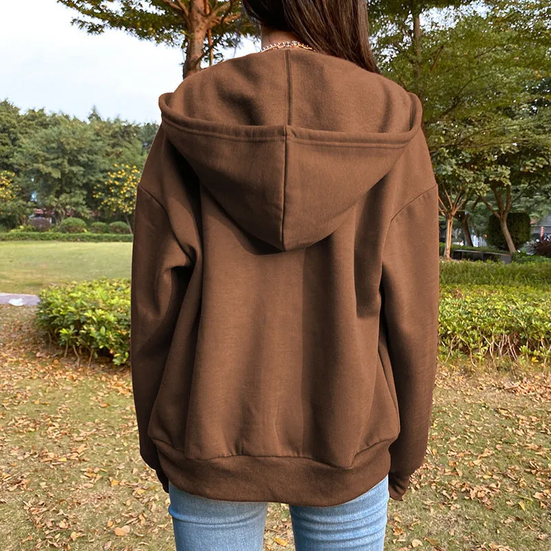Women Oversized Sweatshirt Long Sleeve Zip Up Hoodies