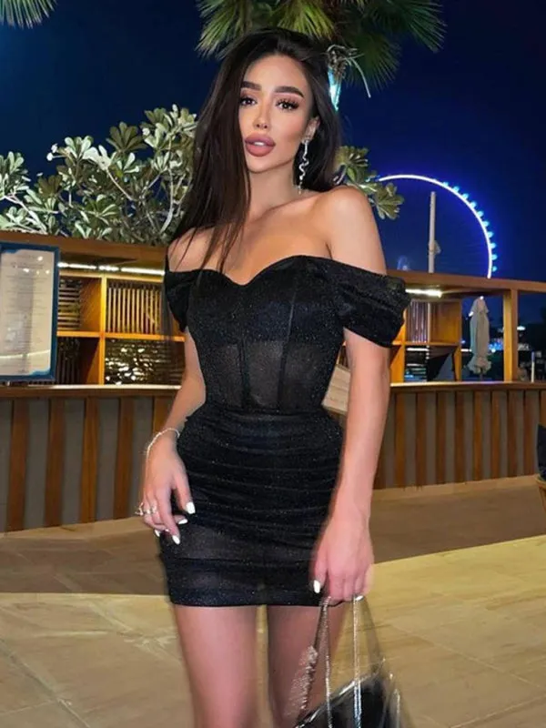 Women's New style dress skirt, hip-covering one-shoulder slimming solid color dress